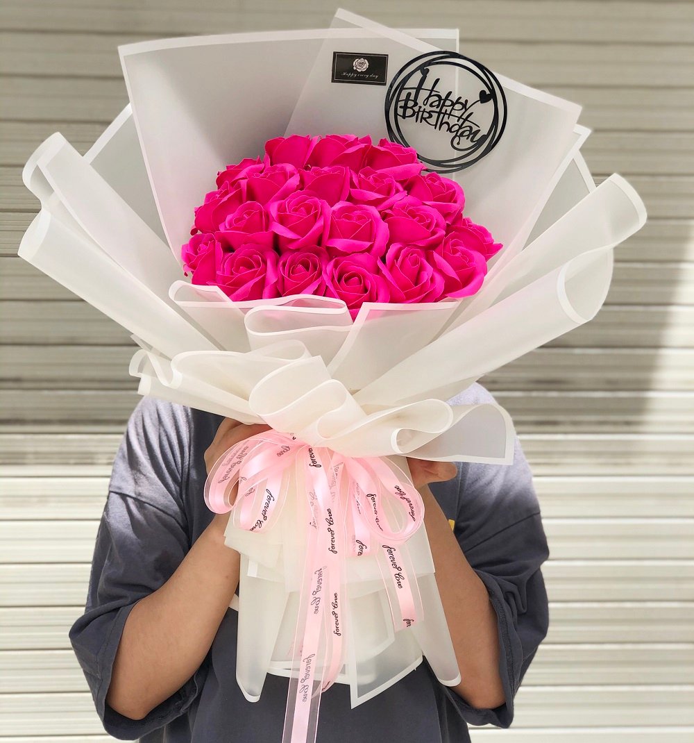 Bó Hoa Hồng Sáp 20 Bông - Lovely Hồng