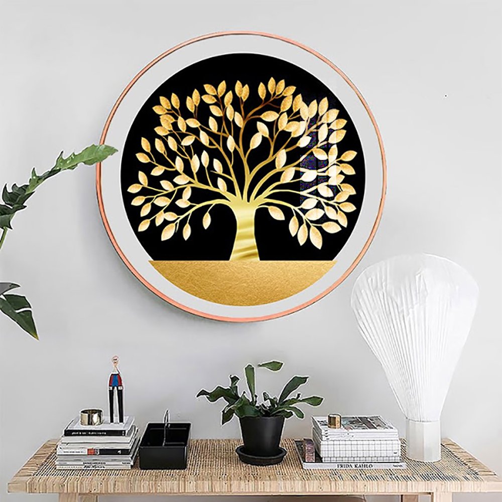 Tranh Tròn Tráng Gương Cây Vàng Nghệ Thuật