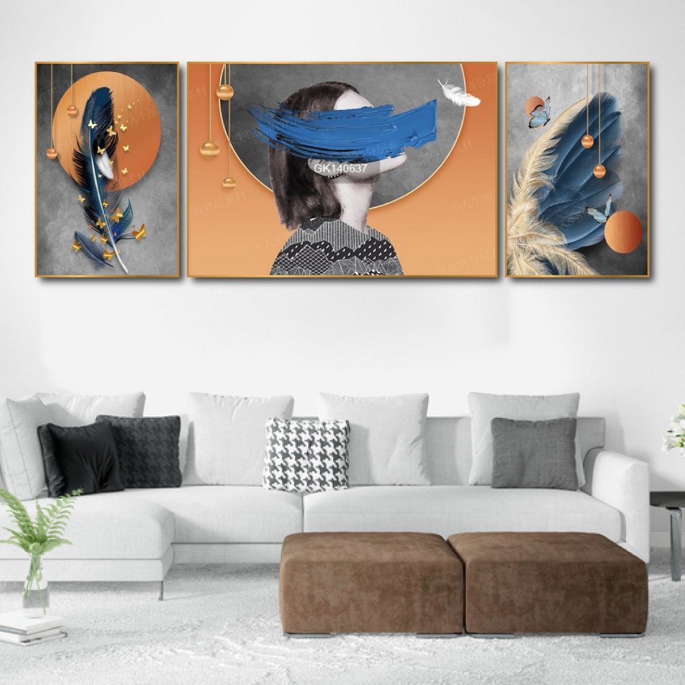 Tranh Treo Tường Cô Gái Và Lông Vũ Nghệ Thuật