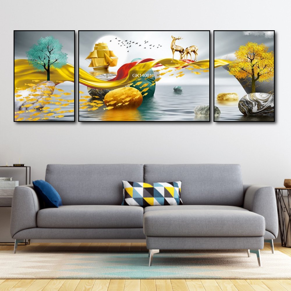 Tranh Treo Tường Phong Thủy Hươu Vàng Tài Lộc