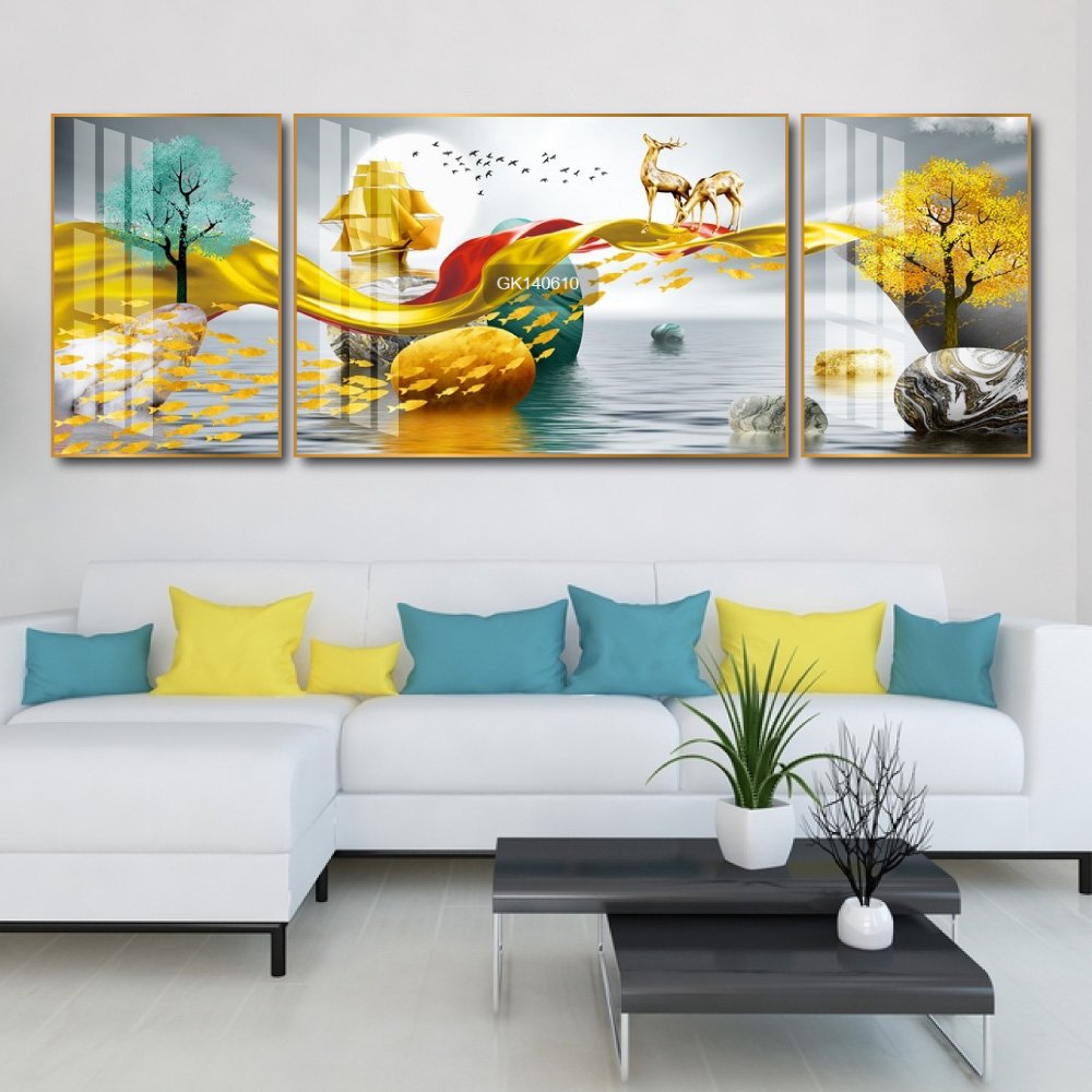 Tranh Treo Tường Phong Thủy Hươu Vàng Tài Lộc