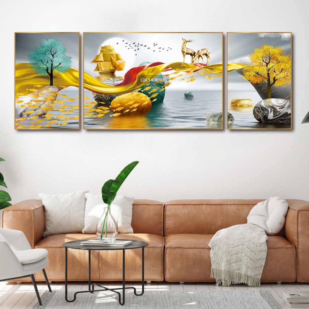 Tranh Treo Tường Phong Thủy Hươu Vàng Tài Lộc