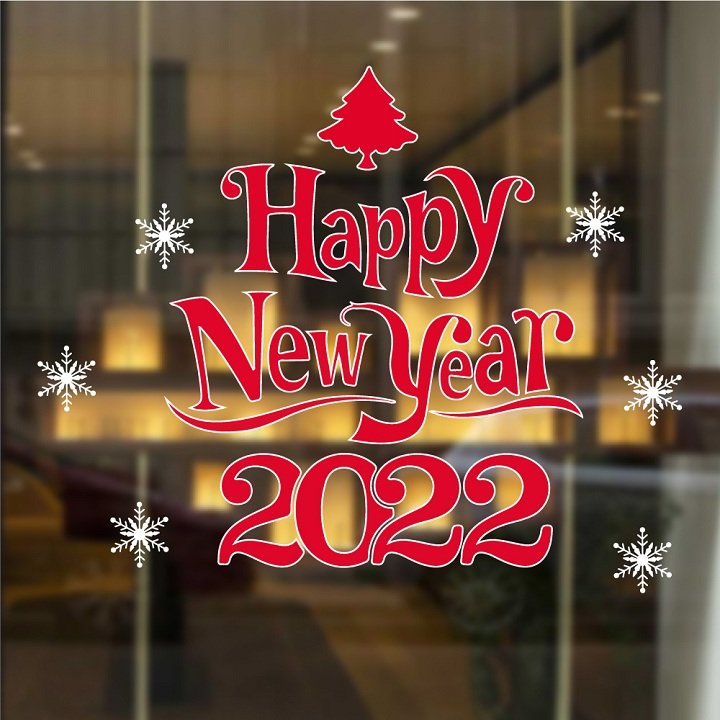Decal trang trí Noel happy new year 2022