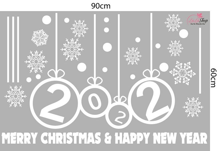 Decal trang trí Noel Merry christmas & Happy new year 2022