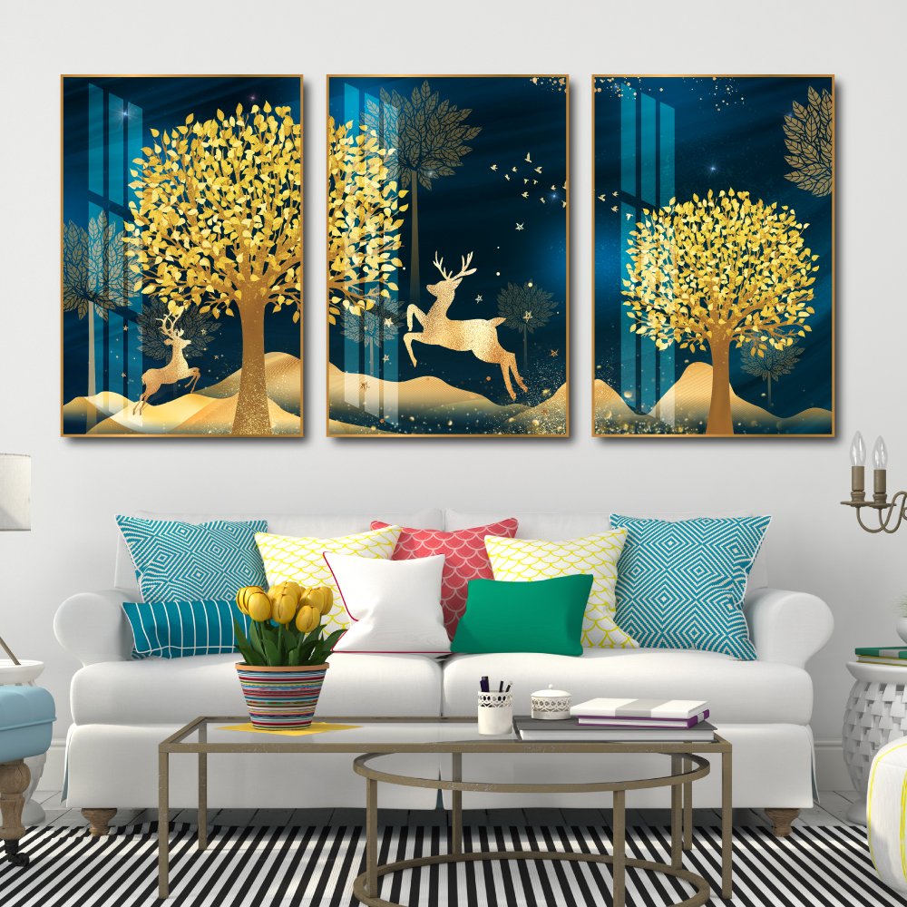 Tranh Treo Tường Hươu Và Cây Vàng Nghệ Thuật 11