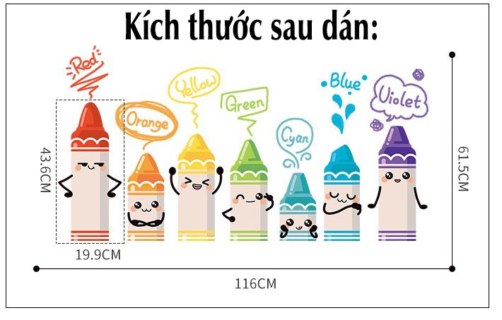 Decal dán tường bút chì màu