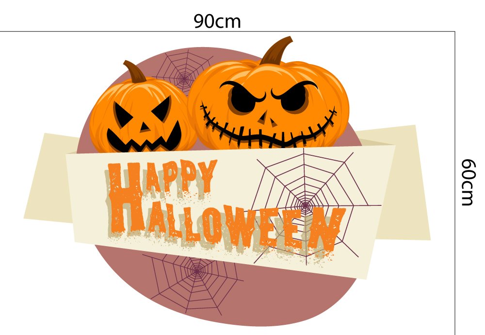Decal trang trí Halloween combo bí ngô và bóng ma 2