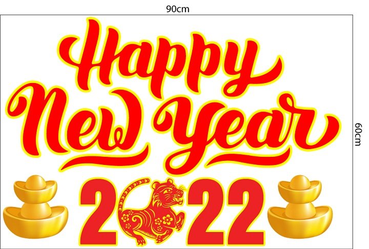 Decal trang trí tết happy new year 2022 mẫu 4