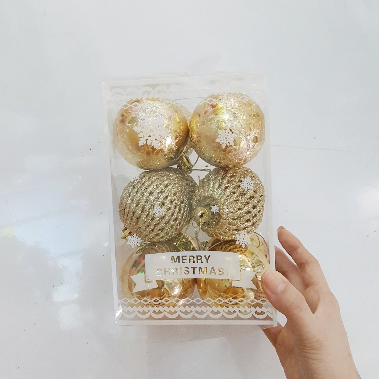 Hộp 12 quả châu giáng sinh đỏ cao cấp size 6 li