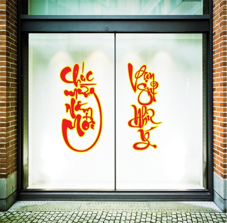 Combo decal trang trí tết Chúc Mừng Năm Mới Vạn Sự Như Ý Nhâm Dần 2022