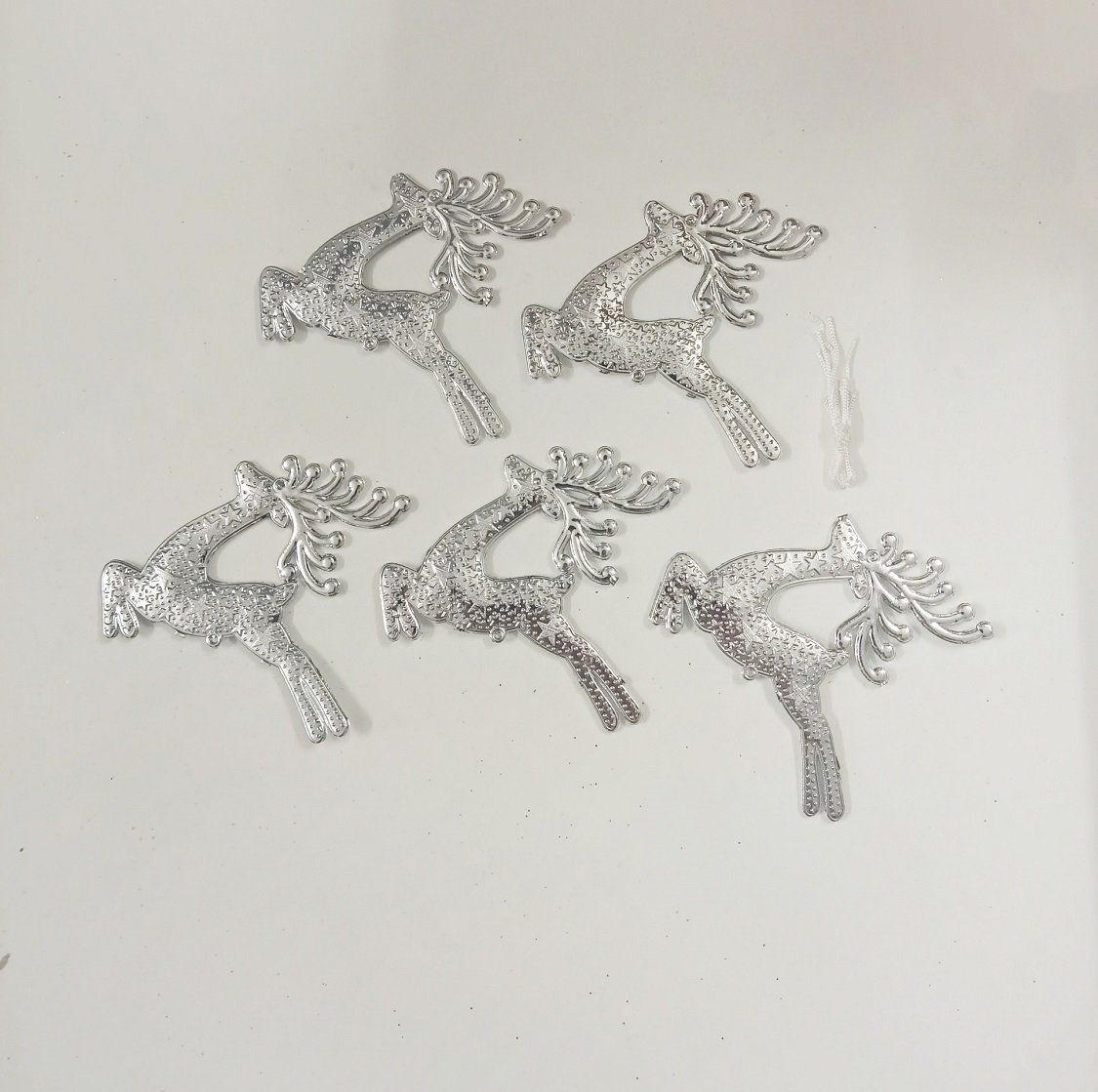 Set 5 con tuần lộc tuyết trắng bạc trang trí noel