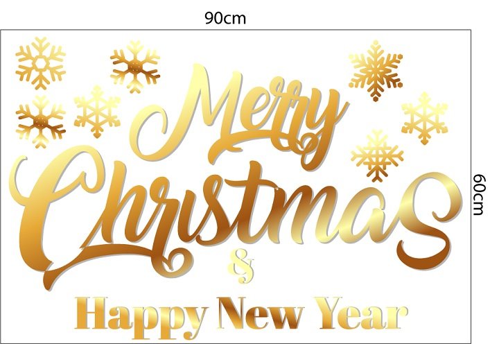 Combo decal trang trí noel Merry Christmas And Happy New Year 2022