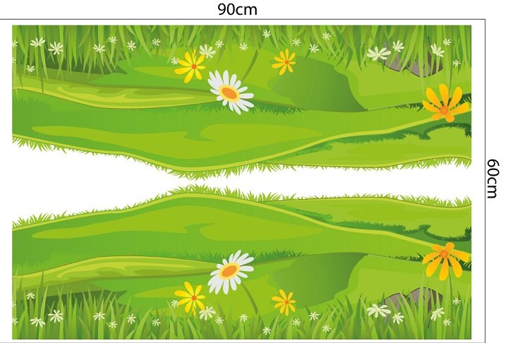 Decal trang trí tết chân tường cỏ xanh