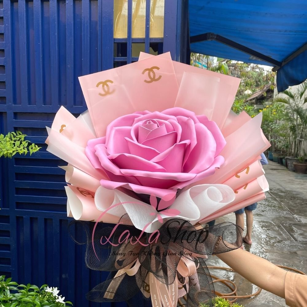 Hoa hồng sáp hồng nhạt siêu lớn 45cm trao gửi yêu thương