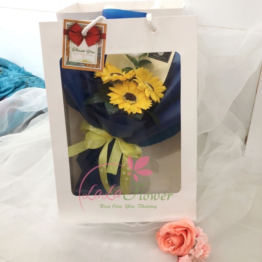Túi hoa hướng dương 1 bông, 3 bông, 5 bông quà tặng thanh lịch