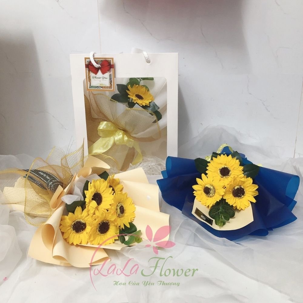 Túi hoa hướng dương 1 bông, 3 bông, 5 bông quà tặng thanh lịch