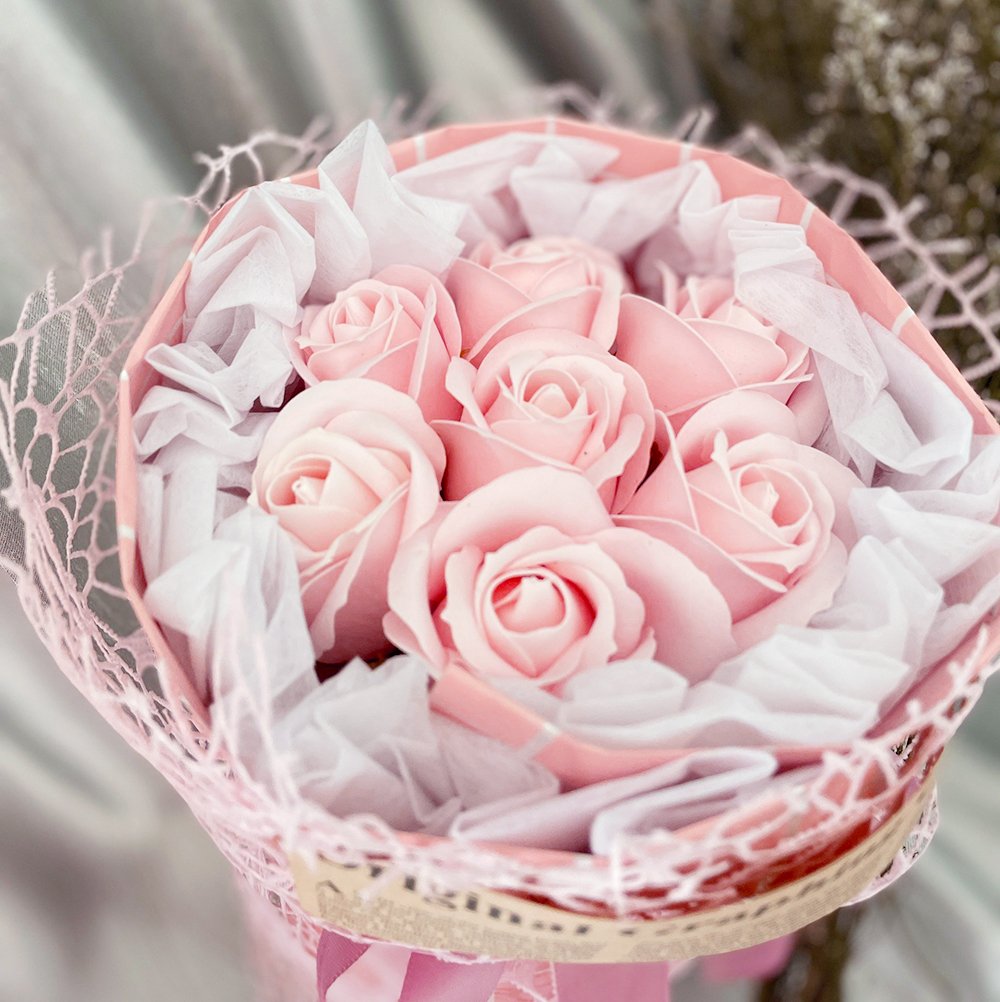 Bó 7 bông hoa hồng pastel sáp thơm