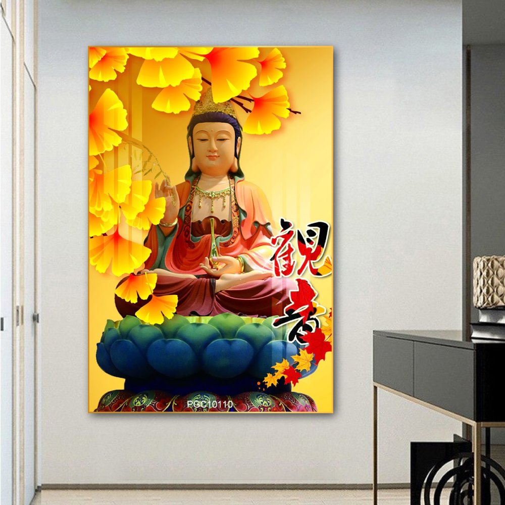 Tranh treo tường Phật Quan âm bồ tát ngồi đài sen 01