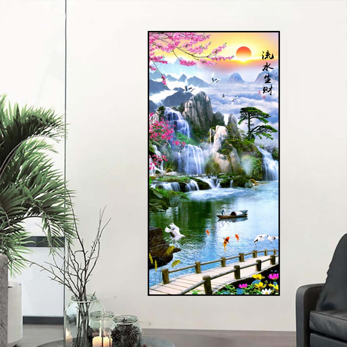 Tranh treo tường phong cảnh đồi núi sông nước
