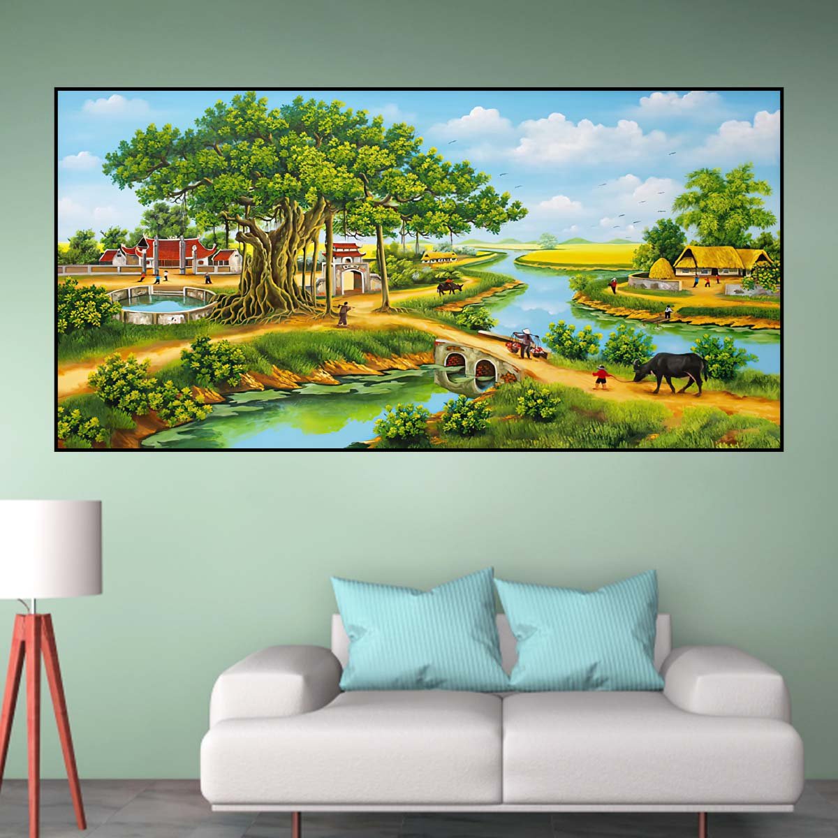 Tranh treo tường phong cảnh làng quê
