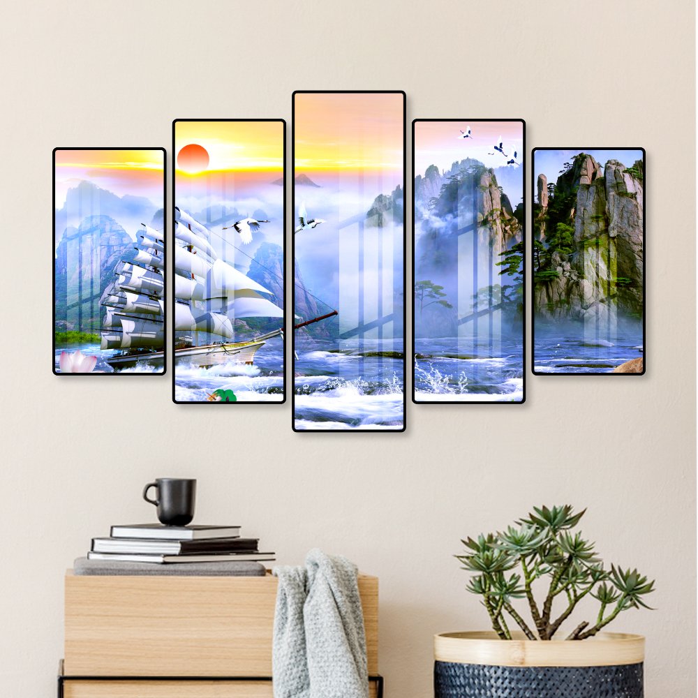 Tranh Treo Tường Thuyền Buồm Và Sông Núi Nước Non