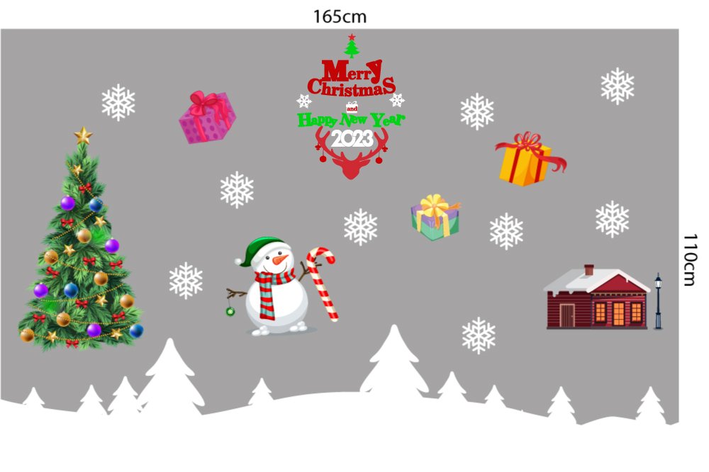 Decal trang trí Noel Người Tuyết Trang Trí Cây Thông 2023