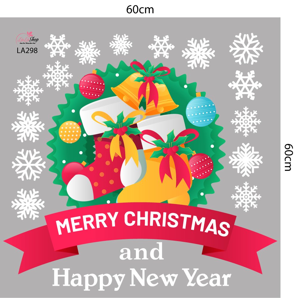 Decal Trang Trí Noel Merry Christmas And Happy New Year 2023