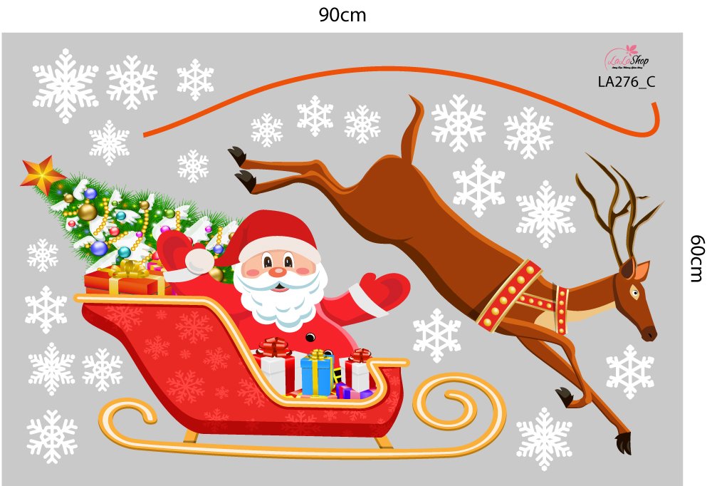 Combo decal trang trí noel Cây Thông Xanh Và Người Tuyết 2023