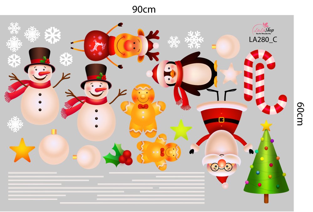 Combo decal trang trí noel merry christmas và người tuyết 2023