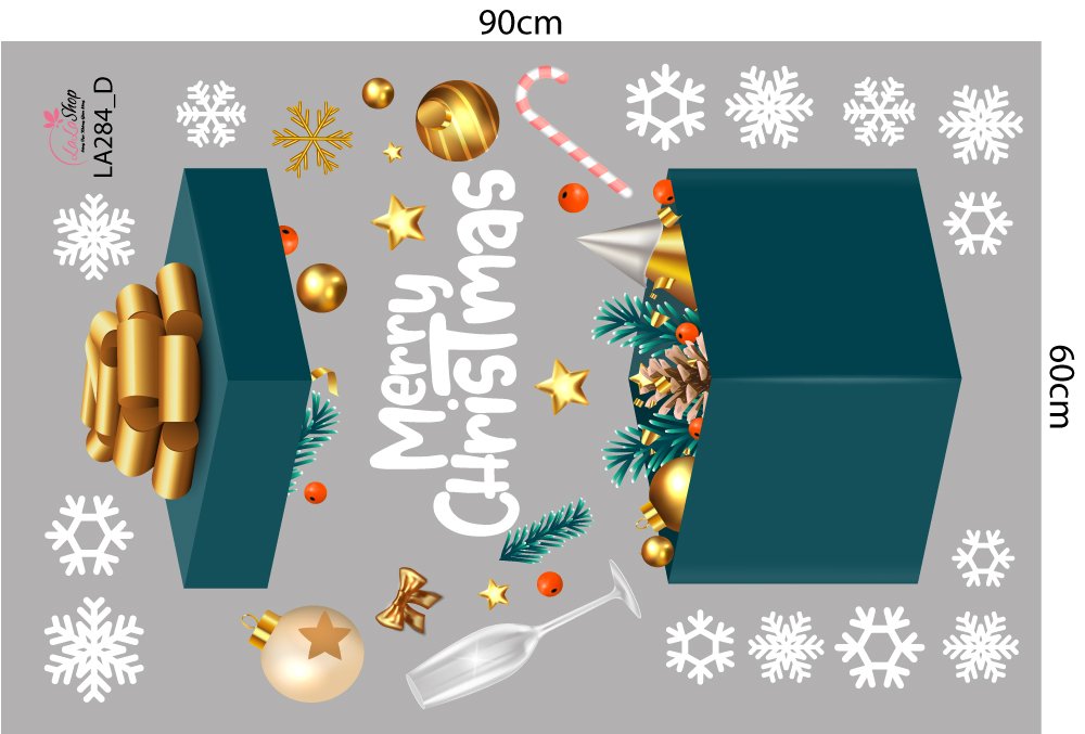 Combo Decal Trang Trí Noel Người Tuyết Và Cây Thông Xanh  2023