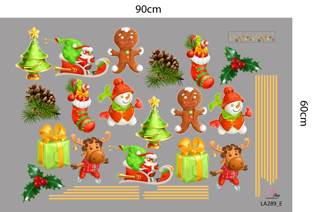 Combo Decal Trang Trí Noel Merry Christmas Và Ông Già Noel 2023