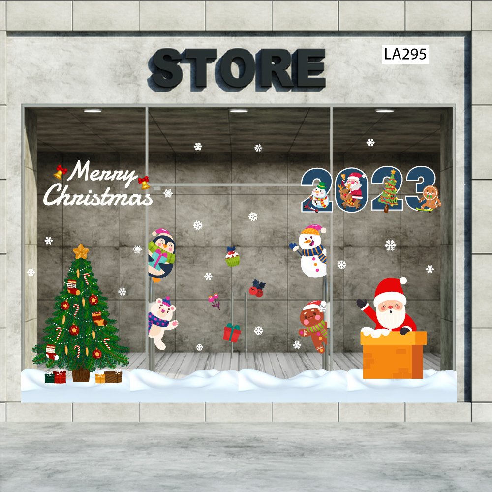 Combo Decal Trang Trí Noel Ông Già Noel Và Những Người Bạn Vui Nhộn 2023