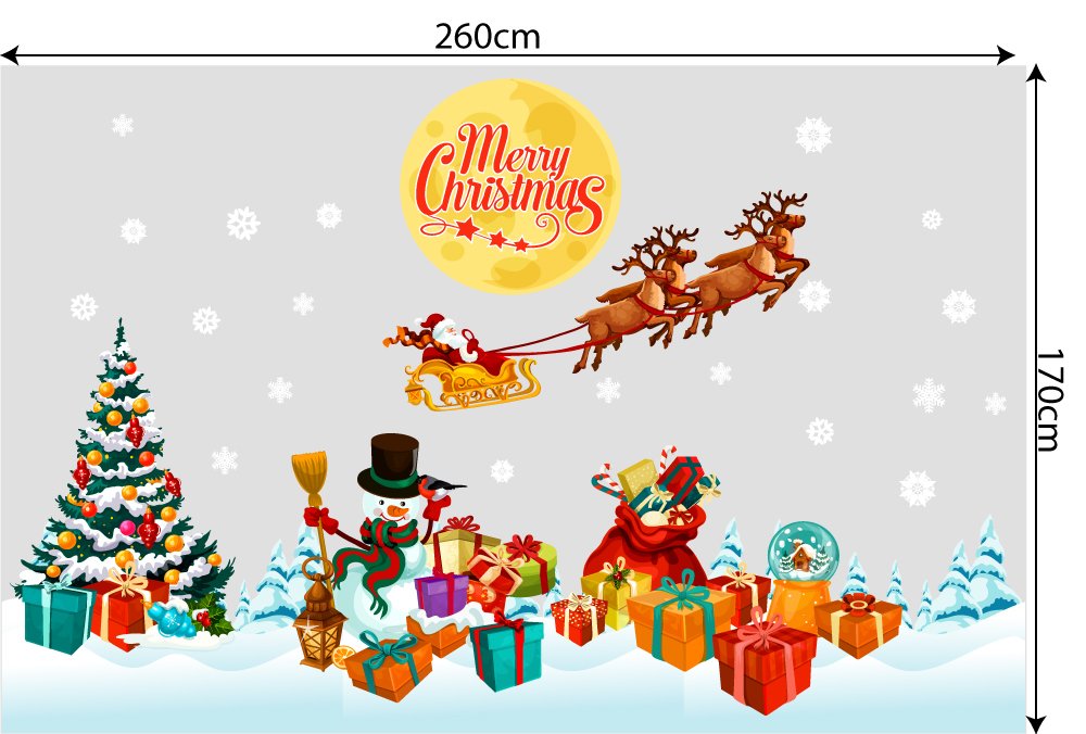 Decal trang trí combo Merry Christmas và cây thông noel
