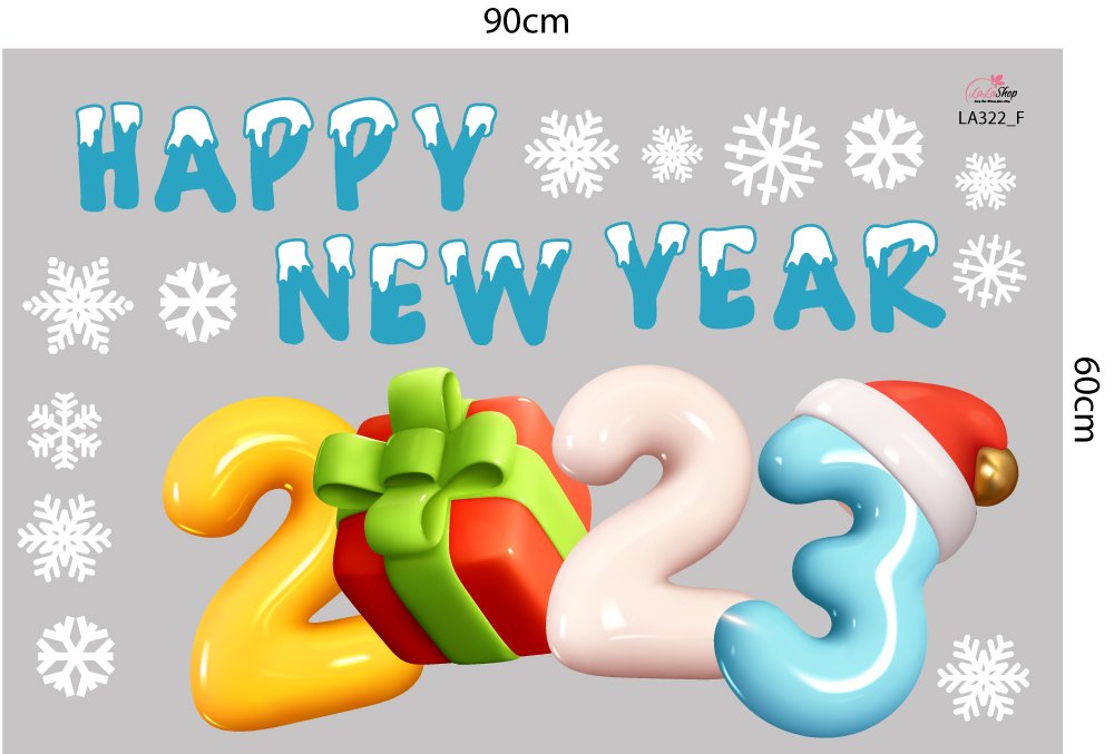 Combo Decal Trang Trí Noel Merry Christmas And Happy New Year
