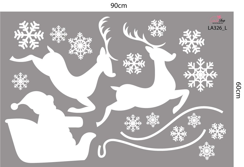 Combo Decal Trang Trí Noel Người Tuyết Và Thành Phố Tuyết Trắng
