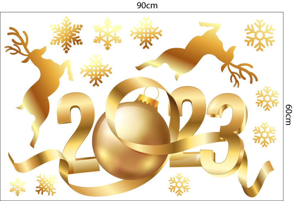 Combo Decal Trang Trí Noel Merry Christmas And Happy New Year 2023