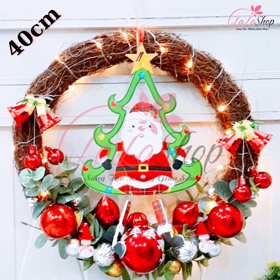 Vòng Nguyệt Quế Trang Mery Christmas Trí Noel 41 - 40cm