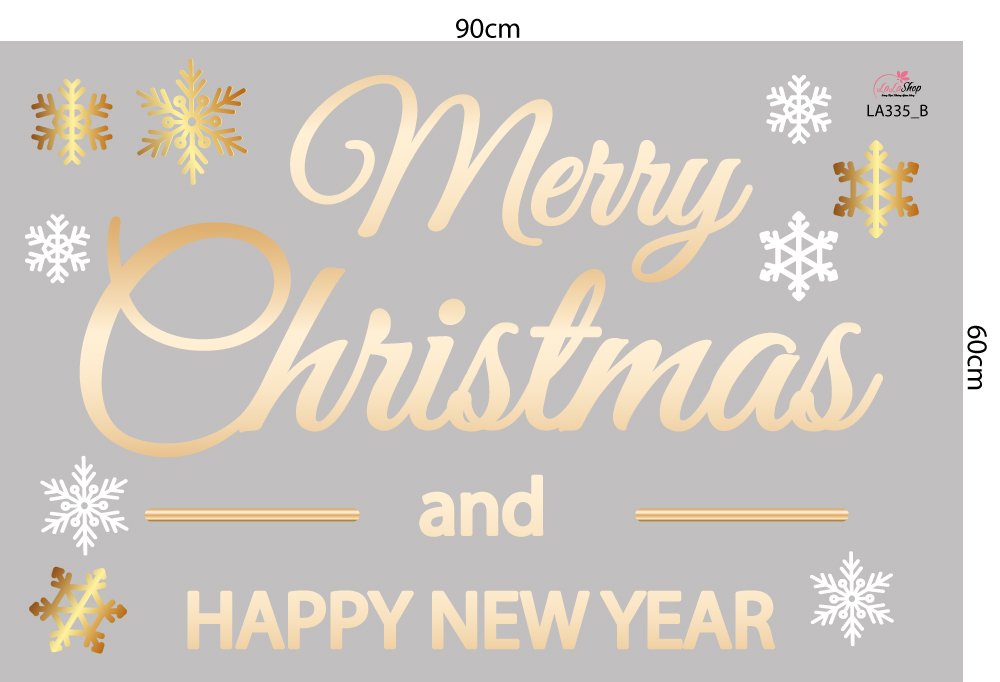Combo Decal Trang Trí Noel Merry Christmas And Happy New Year 2023 Mẫu 2