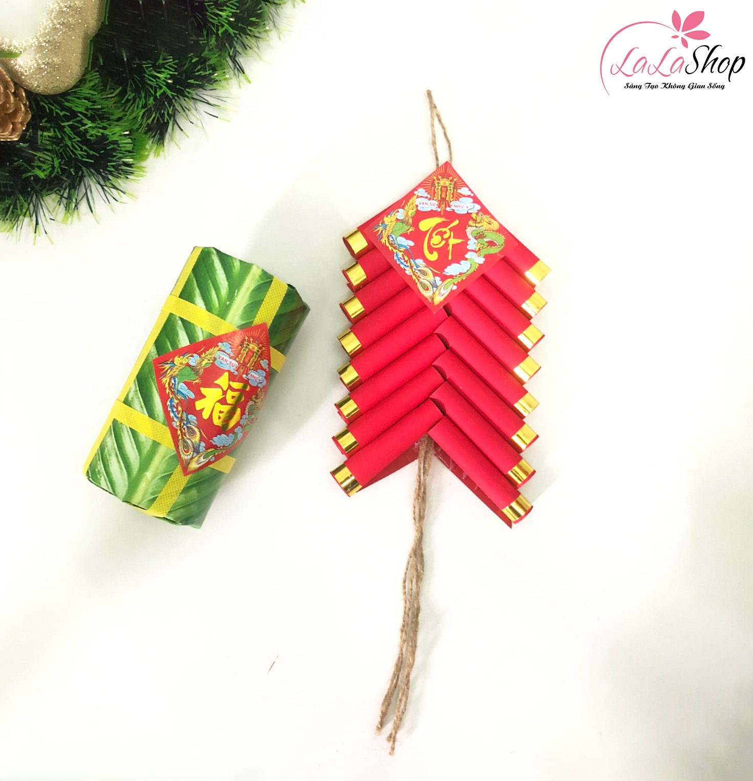 Dây pháo giấy nhung trang trí mini chữ tết