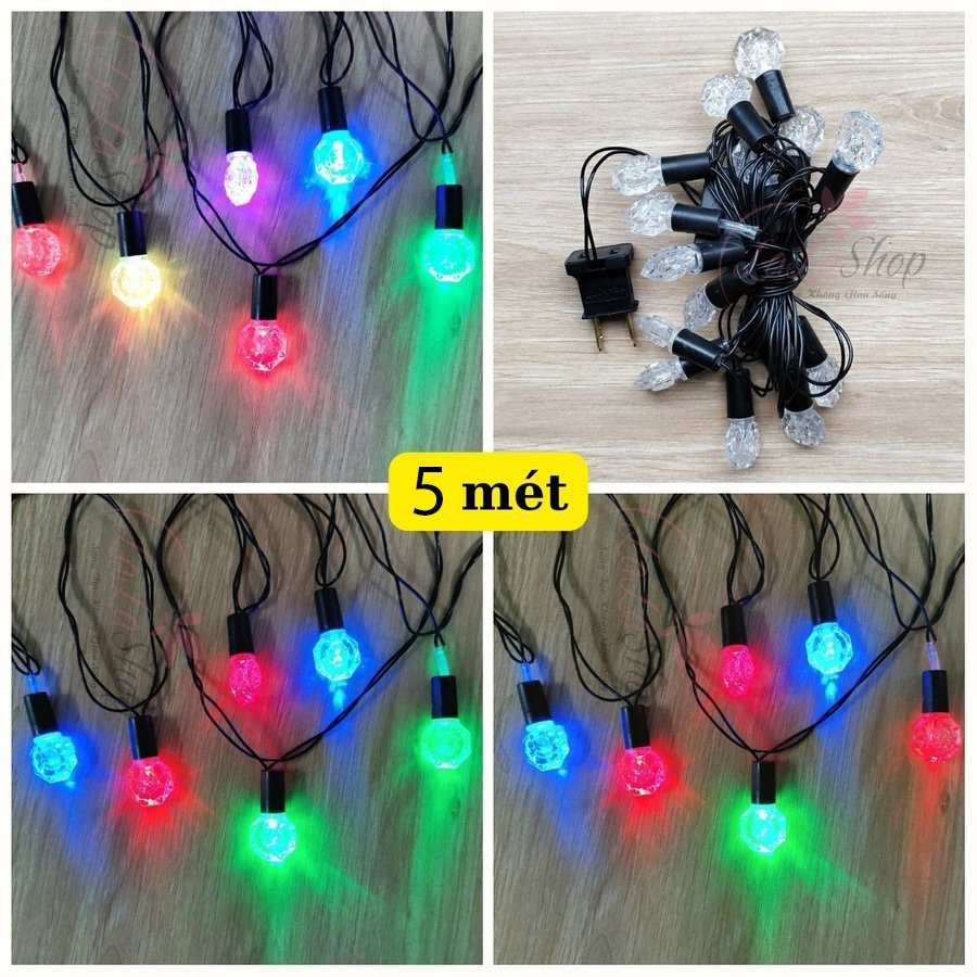 Dây Đèn Led 5m Trang Trí Hình Viên Đá Nhiều Màu
