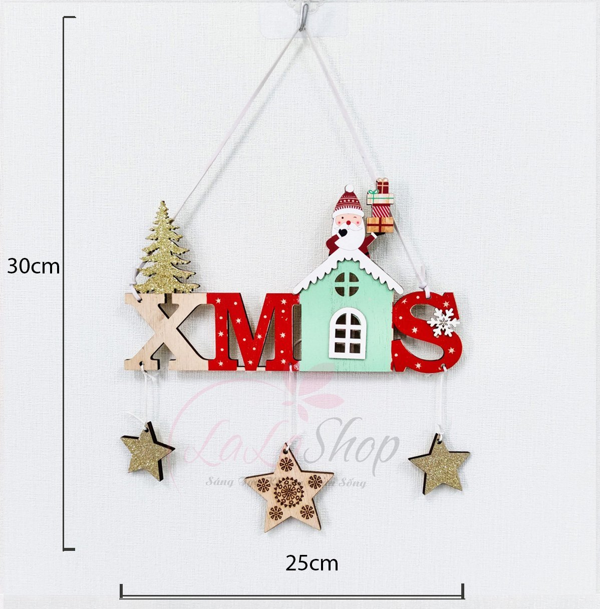 Phụ kiện bằng gỗ treo trang trí noel mẫu 9