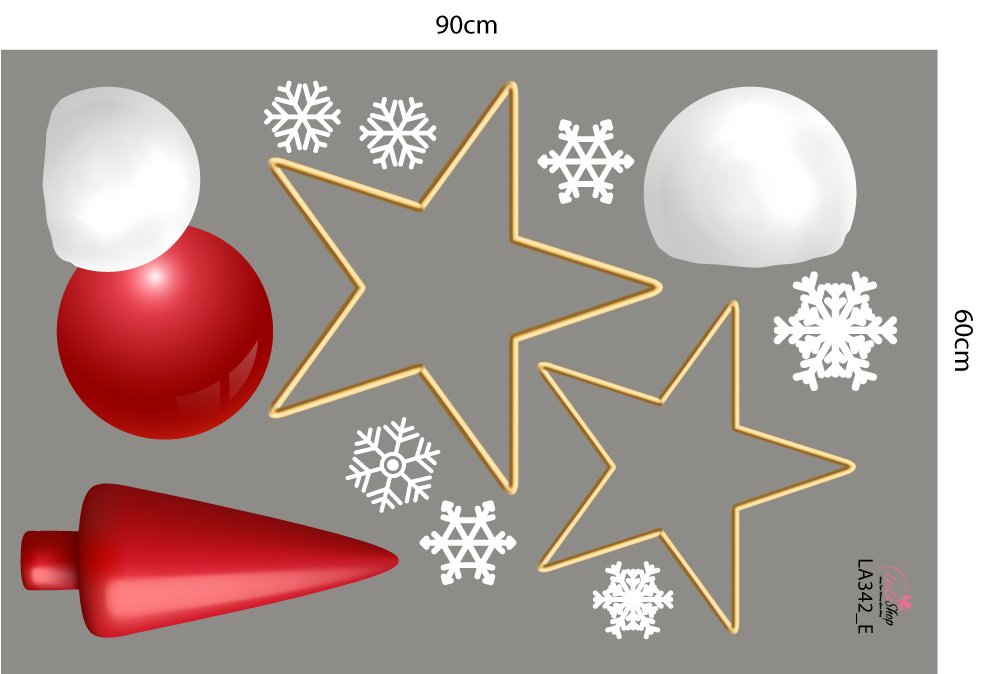 Combo Decal Trang Trí Noel Người Tuyết Và Cây Thông Đỏ