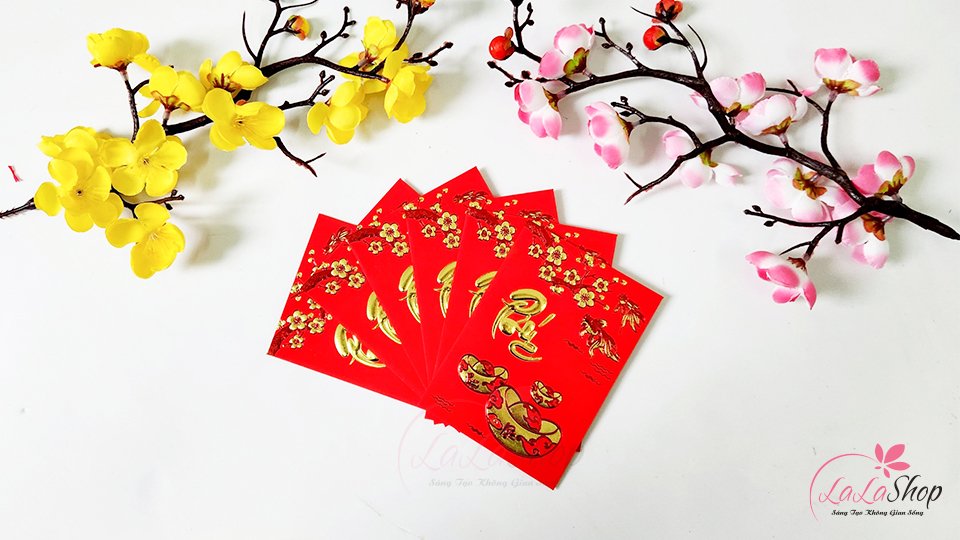 Combo 6 Bao L&igrave; X&igrave; Tết Qu&yacute; M&atilde;o 2023 In Nổi 3D Chữ Ph&uacute;c