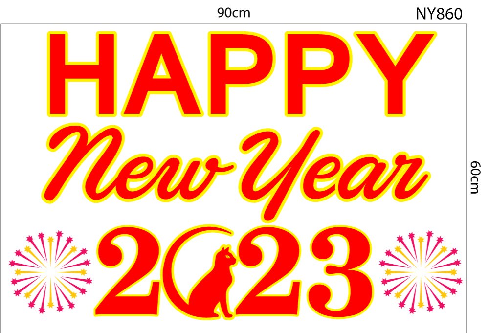 Decal Trang Trí Tết Happy New Year 2023 Mẫu 4