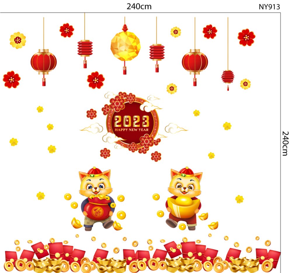 Combo Decal Trang Trí Tết Quý Mão 2023