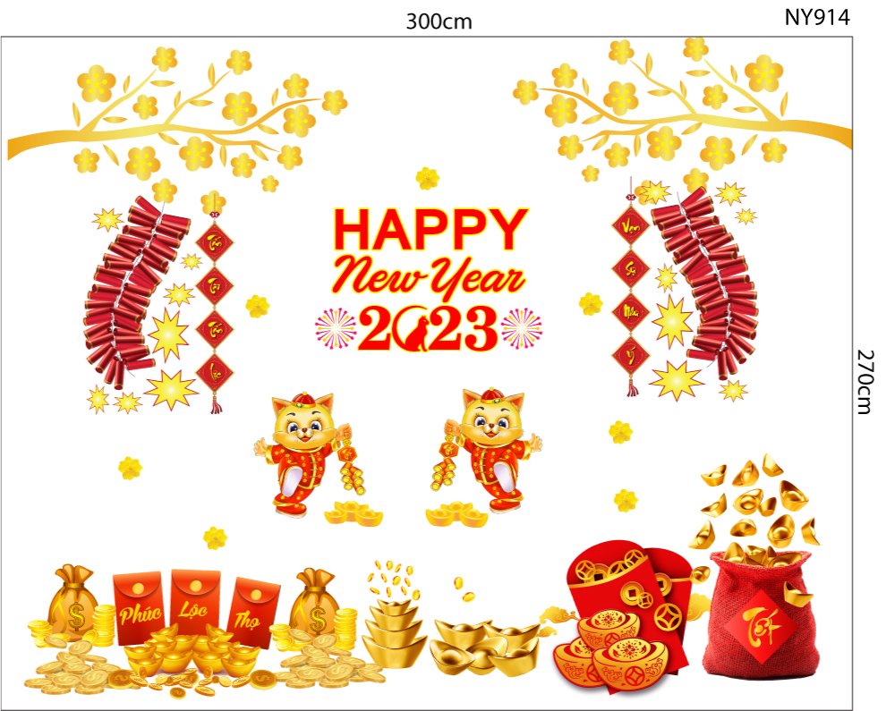 Combo Decal Trang Trí Tết Tấn Tài Tấn Lộc 2023
