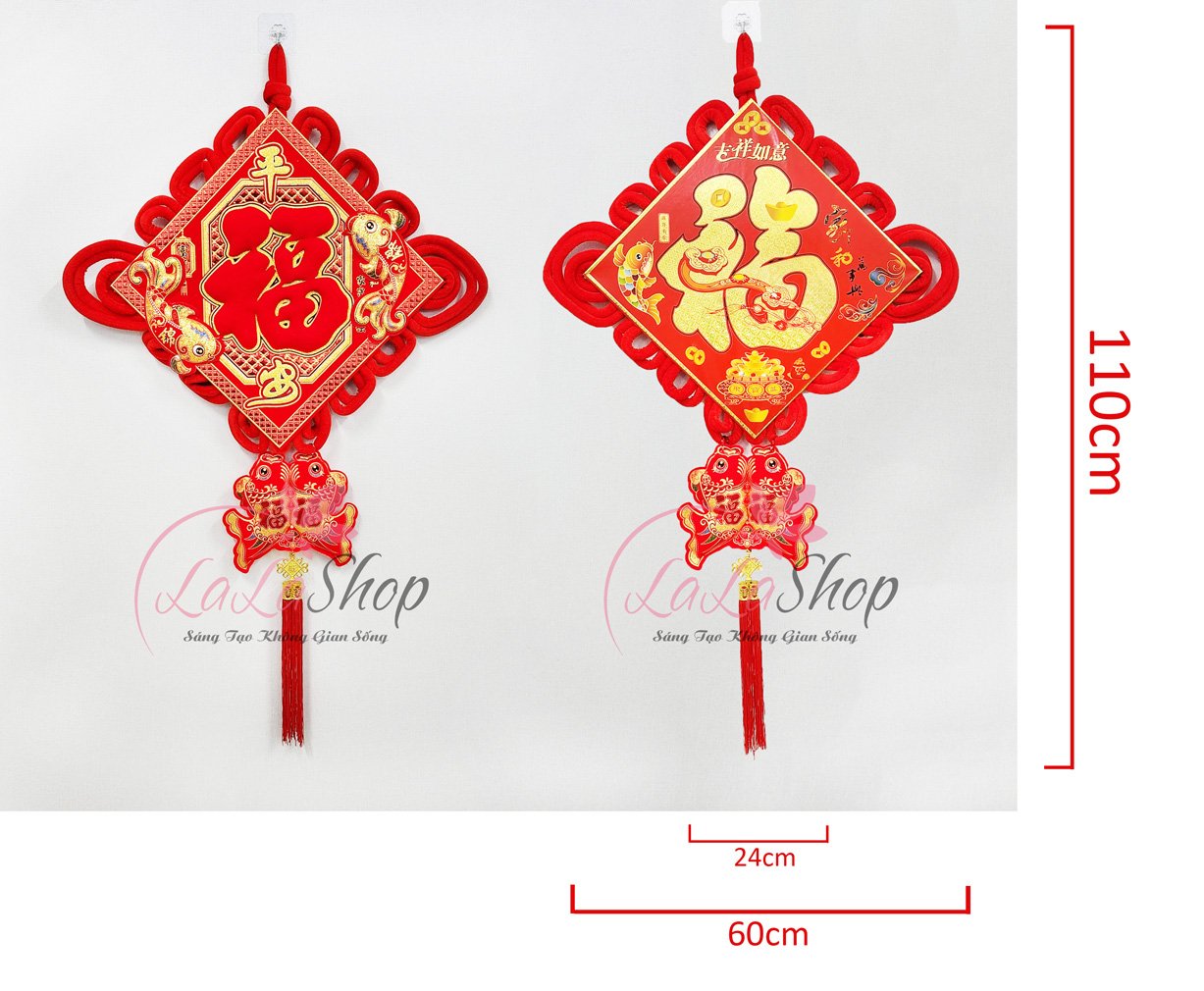 Liễn chữ phúc nhung đỏ lớn 1m1 trang trí ngày tết mẫu 2