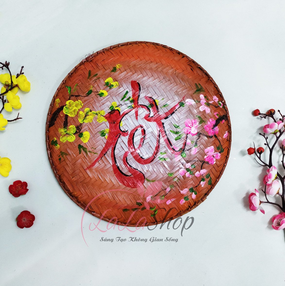Mẹt chữ tết 35cm sắc m&agrave;u trang tr&iacute; tết