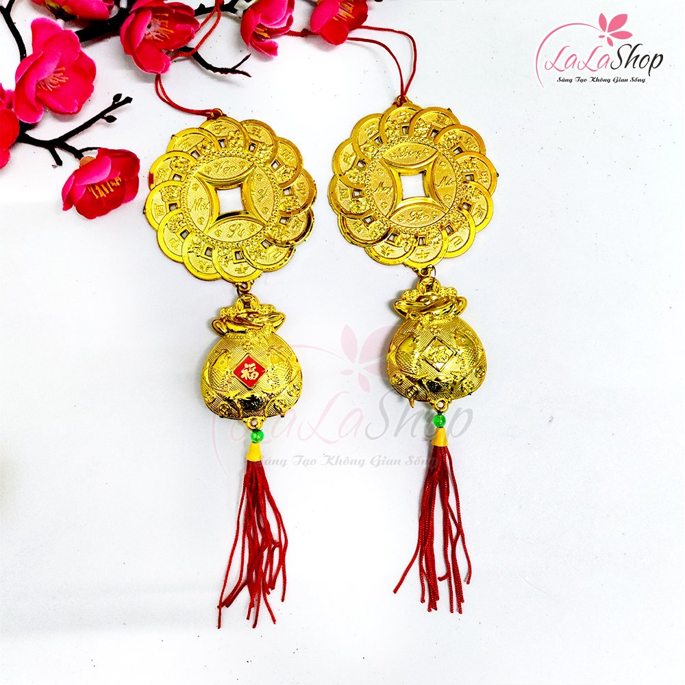 Combo 2 dây lộc treo đồng tiền vạn sự như ý trang trí tết