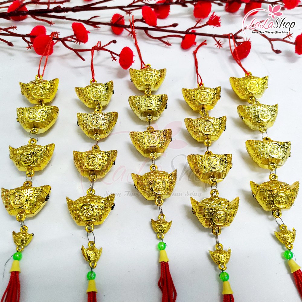 Combo 5 dây lộc treo thỏi vàng chữ phúc trang trí tết